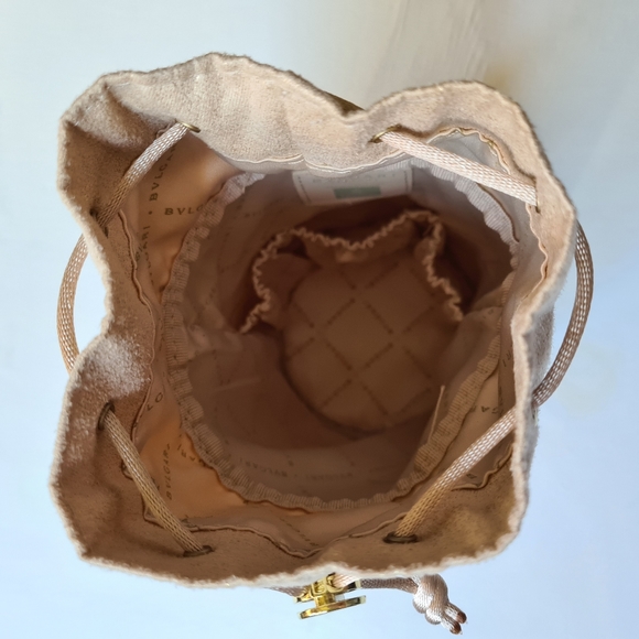 Bvlgari Cream Gold Cosmetic Make-Up Bag Case - Picture 4 of 10